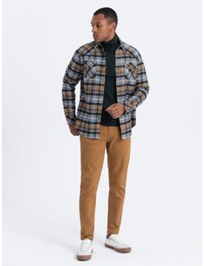 Ombre Clothing Pánske džínsové nohavice bez oderu SLIM FIT - ťava V10 OM-PADP-0148