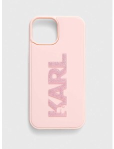Puzdro na mobil Karl Lagerfeld iPhone 15 / 14 / 13 6.1" ružová farba