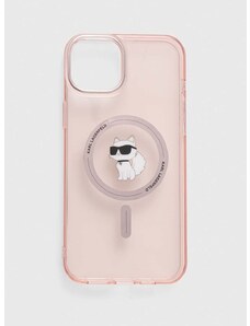 Puzdro na mobil Karl Lagerfeld iPhone 15 Plus / 14 Plus 6.7" ružová farba