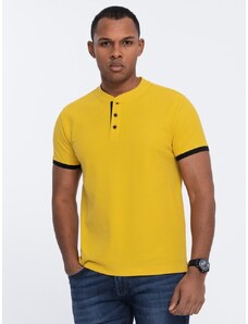 Ombre Clothing Pohodlná trendy žltá polokošeľa V9 TSCT-0156