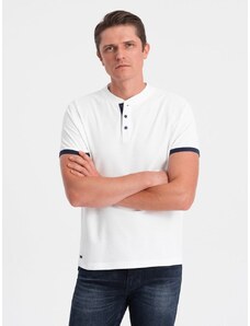 Ombre Clothing Pohodlná trendy biela polokošeľa V1 TSCT-0156