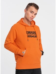Ombre Clothing Trendy oranžová mikina s nápisom V1 SSPS-0155