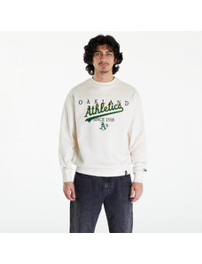 Pánska mikina New Era Oakland Athletics MLB Lifestyle Crew Neck Sweatshirt UNISEX Off White/ Dark Green