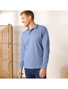 Blancheporte Polo tričko s prúžkom na golieri s dlhými rukávmi modrá džínsová 106