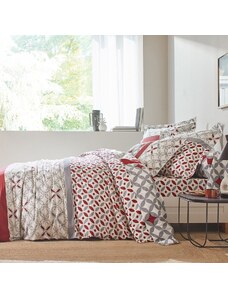 Blancheporte Bavlnená posteľná bielizeň Marlow s geometrickým vzorom sivá/červená 200