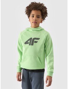4F Chlapčenská nerozopínateľná tepláková mikina s kapucňou - zelená