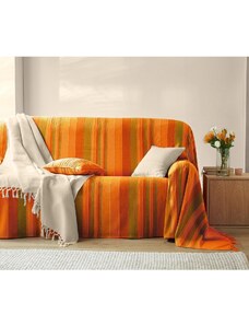 Blancheporte Ručne tkaný pléd alebo prikrývka, pruhované oranžová 220