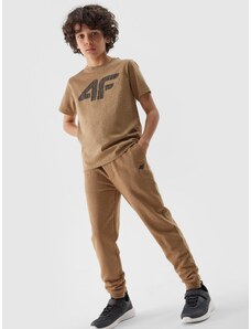 4F Chlapčenské teplákové nohavice typu jogger - béžové