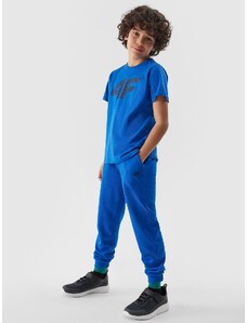 4F Chlapčenské teplákové nohavice typu jogger - kobaltovo modré