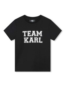 Detské bavlnené tričko Karl Lagerfeld čierna farba, s potlačou