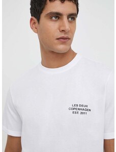 Bavlnené tričko Les Deux pánsky, biela farba, s potlačou
