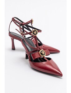 LuviShoes GRADO Burgundy Patent Leather Women's Heeled Shoes