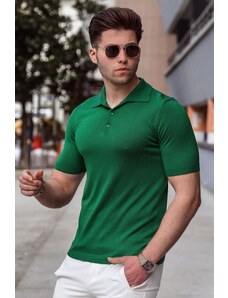 Madmext Pánske zelené tričko s úpletom Polo Neck