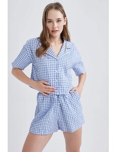 DEFACTO Oversize Fit Pyjamas Collar Crinkle Short Sleeve Shirt