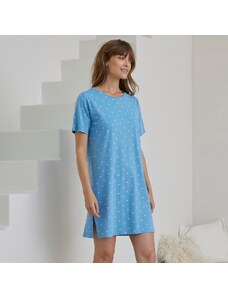 Blancheporte Krátka nočná košeľa s potlačou bodiek modrá 036