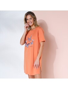 Blancheporte Krátka nočná košeľa s potlačou "motýlikov" oranžová 036