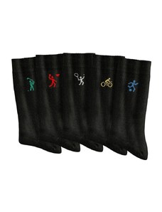 Blancheporte Súprava 5 párov ponožiek "šport" čierna 038