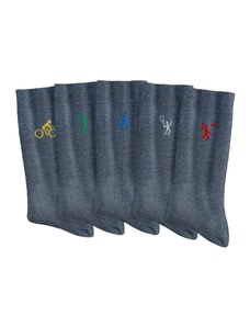 Blancheporte Súprava 5 párov ponožiek "šport" modrá džínsová 038