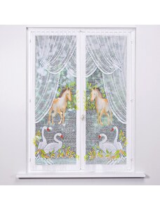 Blancheporte Vitrážové záclonky, kôň a labute, 2 ks farebný potlač 043