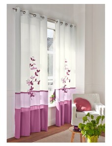 Blancheporte Voálová záclona s potlačou Orchidea, zakončená očkami fialová 180