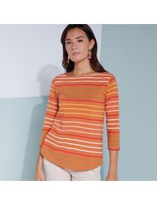 Blancheporte Pruhované tričko s 3/4 rukávmi oranžová/viacfarebná 036