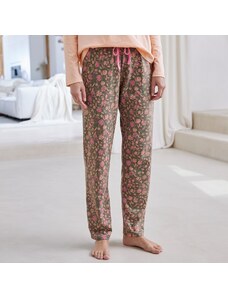Blancheporte Pyžamové nohavice s potlačou kvetín "Boheme" khaki/ružová 040