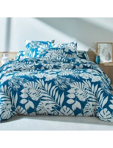 Blancheporte Bavlnená posteľná bielizeň Paddy s potlačou listov, bavlna pávia modrá 143