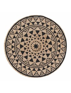 Blancheporte Okrúhly jutový koberec s čiernou potlačou čierna/prírodná 091