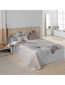 Blancheporte Prešívaná prikrývka na posteľ Ginkgo s potlačou sivá/ružová 180