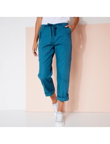 Blancheporte Rovné nohavice s vreckami a ohrnutím modrá 036