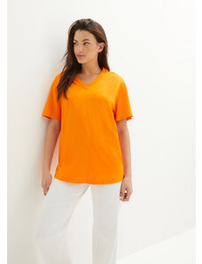 bonprix Široké dlhé tričko, V-výstrih (5 ks), krátky rukáv, farba oranžová