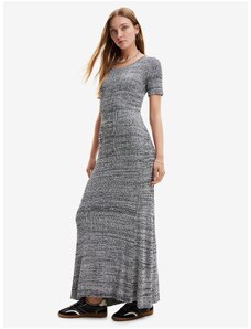 Women's grey brindle knit maxi dress Desigual Tira - Women