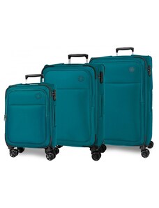 JOUMMA BAGS MOVOM Atlanta Verde, Sada luxusných textilných cestovných kufrov, 77cm/66cm/55cm, 5318425