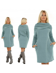 Fashionweek Pohodlné teplákové šaty s vreckami široký komín MF835