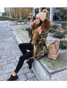 Fashionweek Zimná exkluzívny bundička / parka s kožušinkou PARKA MORO s kapucňu JENOT F1741