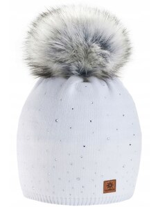 Fashionweek Dámska čiapka s kožušinovou brmbolcom JENOT +flísová podšívka WOOL VERONA