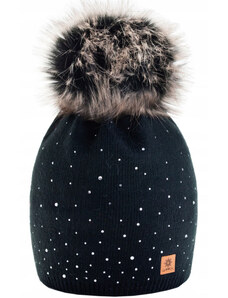 Fashionweek Dámska čiapka s kožušinovou brmbolcom JENOT +flísová podšívka WOOL VERONA