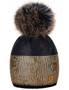 Fashionweek Dámska Lesklá flitrová čiapka - bohatý štýl s brmbolcom flísová podšívka MONTANA