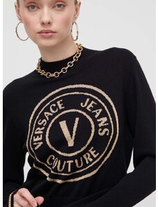 Sveter Versace Jeans Couture čierna farba, tenký, s polorolákom, 76HAFM21 CMH40