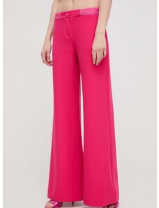 Nohavice Versace Jeans Couture dámske, ružová farba, široké, vysoký pás, 76HAA112 N0103