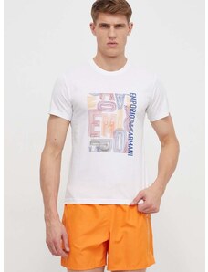 Bavlnené elegantné tričko Emporio Armani Underwear biela farba, s potlačou