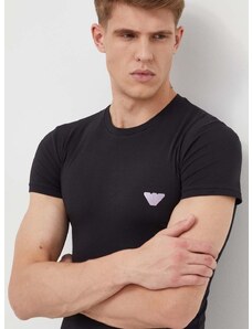 Tričko Emporio Armani Underwear čierna farba, s potlačou