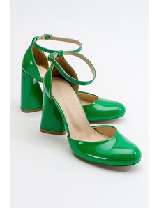 LuviShoes Oslo Green Patent Leather Women's Heeled Shoes