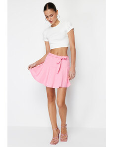 Trendyol Pink High Waist Mini Knitted Shorts Skirt