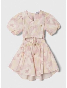 Dievčenské bavlnené šaty Pinko Up béžová farba, mini, áčkový strih