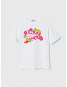 Detské bavlnené tričko Pinko Up biela farba