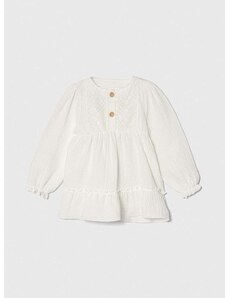 Dievčenské bavlnené šaty Jamiks biela farba, mini, áčkový strih