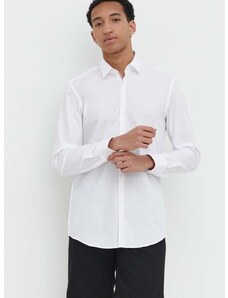 Bavlnená košeľa HUGO pánska,biela farba,slim,s klasickým golierom,50513932