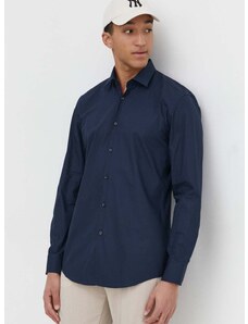 Bavlnená košeľa HUGO pánska,tmavomodrá farba,slim,s klasickým golierom,50513932