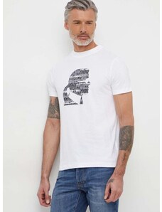 Bavlnené tričko Karl Lagerfeld pánsky,béžová farba,s potlačou,542241.755423
